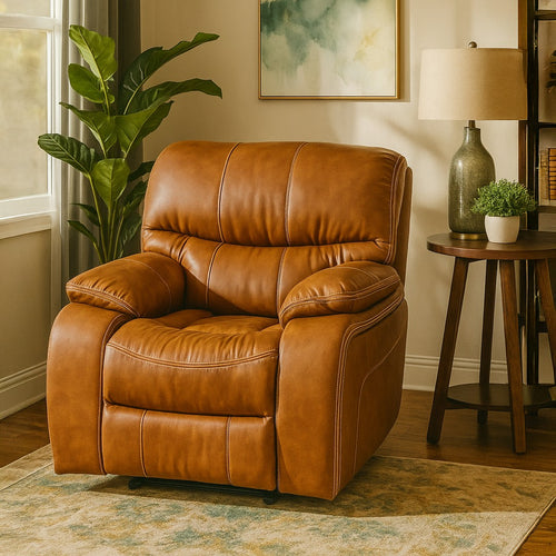 Alicia Manual 1 seater Recliner Vintage505/Leather Sofa By Stories