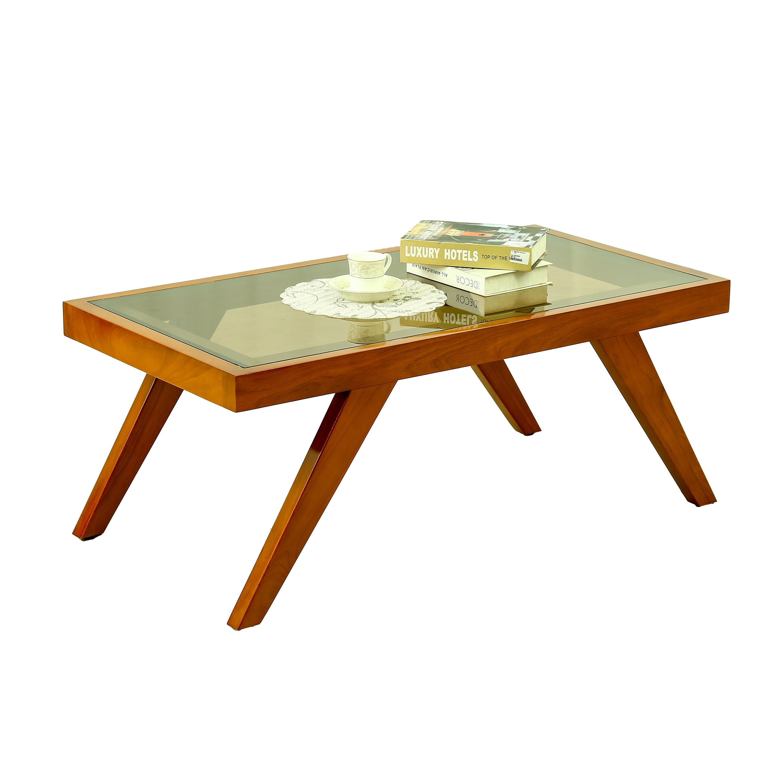 Chocolate Coffee table with Glass Top By Stories