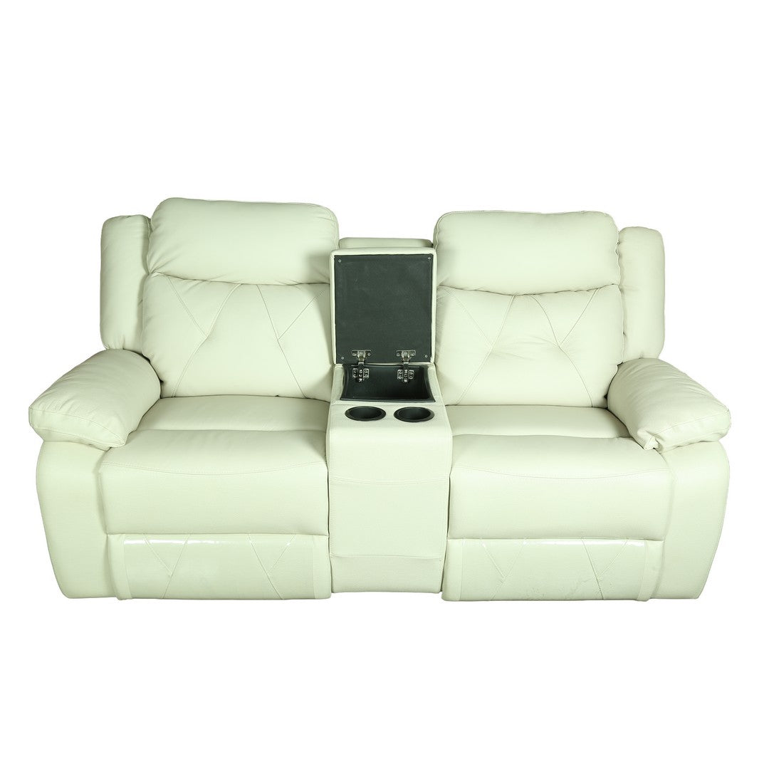 New Orleans 2 Seater Recliner Exotica Ghost White Leather Sofa By Stories