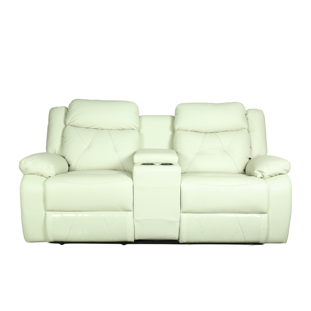 New Orleans 2 Seater Recliner Exotica Ghost White Leather Sofa By Stories