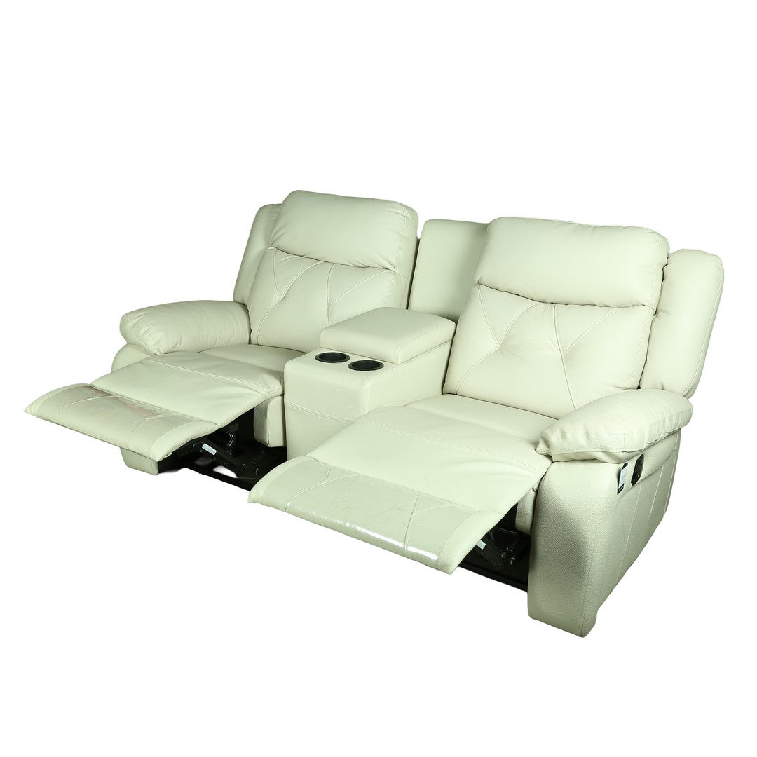 New Orleans 2 Seater Recliner Exotica Ghost White Leather Sofa By Stories