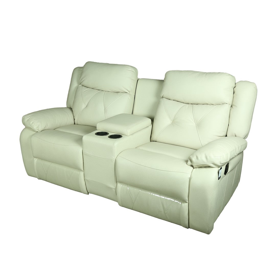 New Orleans 2 Seater Recliner Exotica Ghost White Leather Sofa By Stories