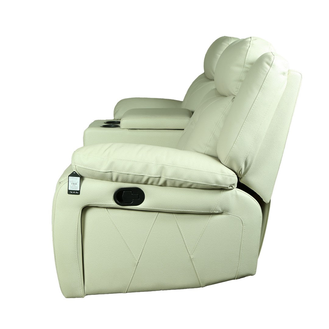 New Orleans 2 Seater Recliner Exotica Ghost White Leather Sofa By Stories