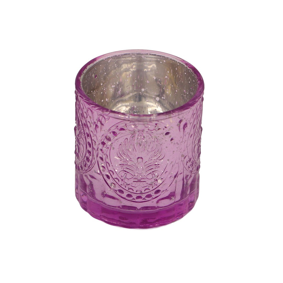 Purple Glass Candle Holder By Stories