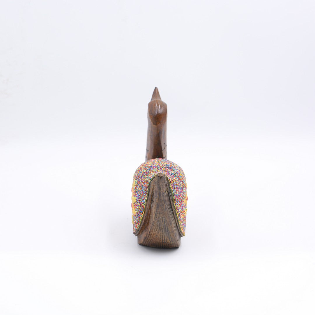 Wooden Duck W/Multi Color Beads W/Flower Work By Stories