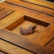 Wooden Turtle W/Multi Color Beads W/Flower Work By Stories
