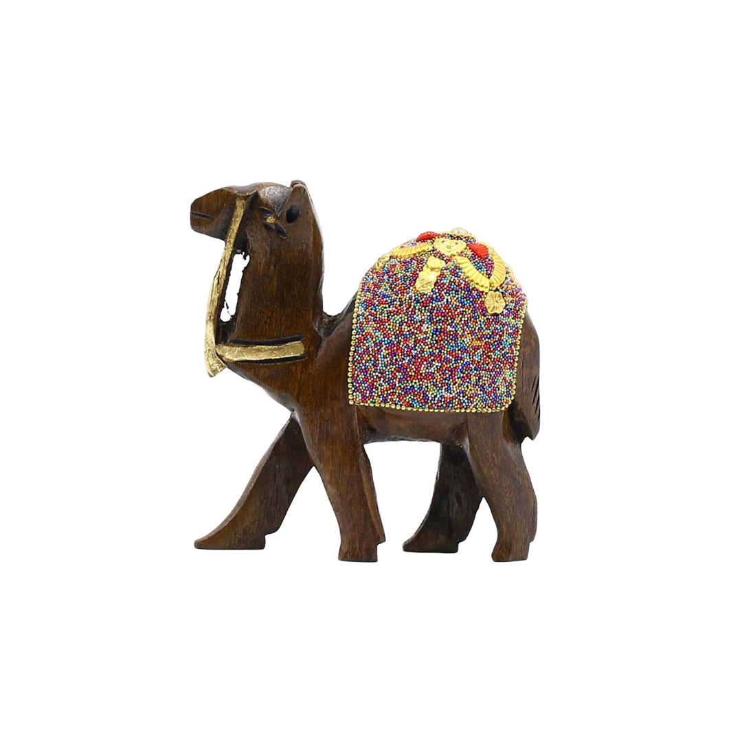 Wooden Camel W/Multi Color Beads W/Flower Work By Stories