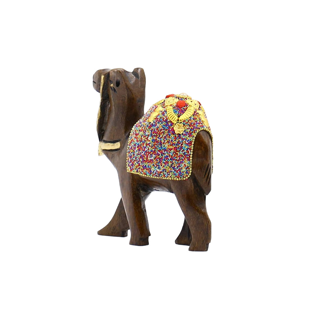 Wooden Camel W/Multi Color Beads W/Flower Work By Stories