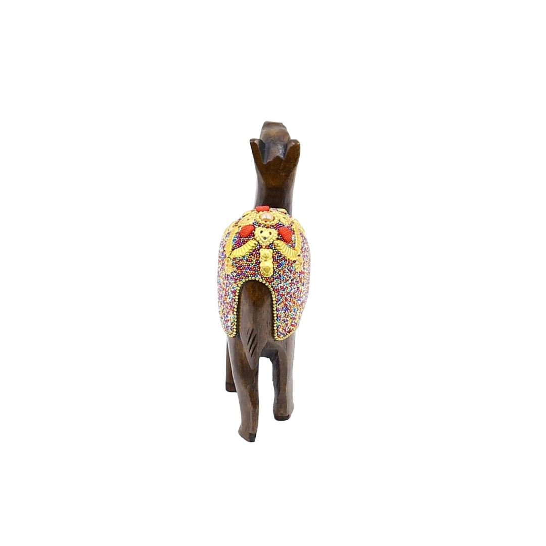 Wooden Camel W/Multi Color Beads W/Flower Work By Stories