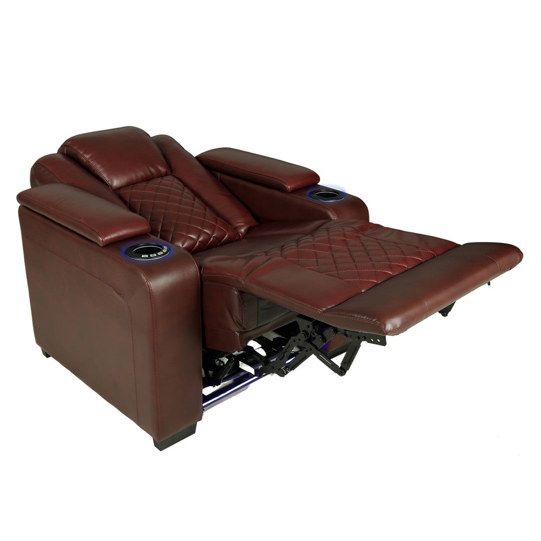 Motorized 1 Seater Recliner Leather Sofa With Holder By Stories