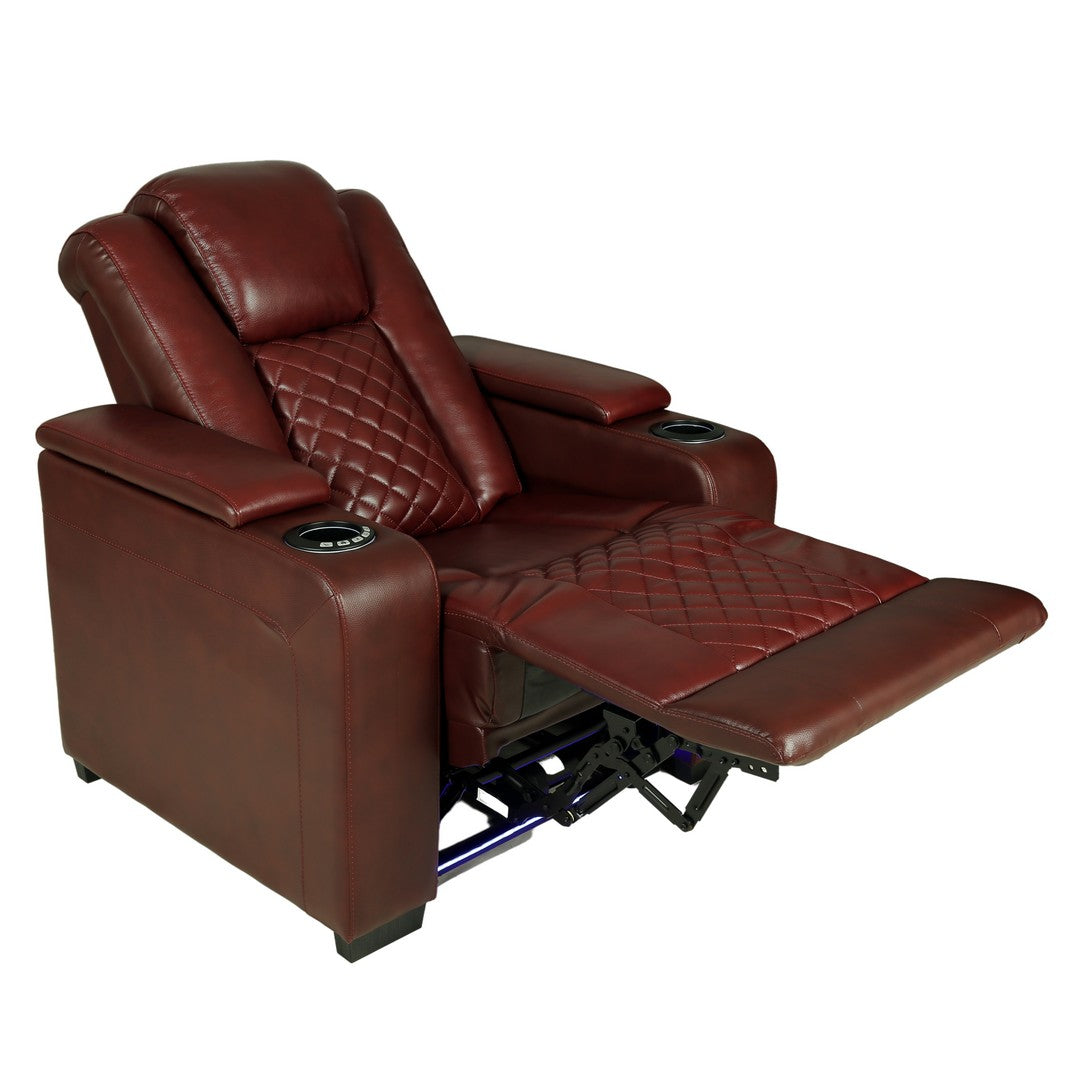 Motorized 1 Seater Recliner Leather Sofa With Holder By Stories