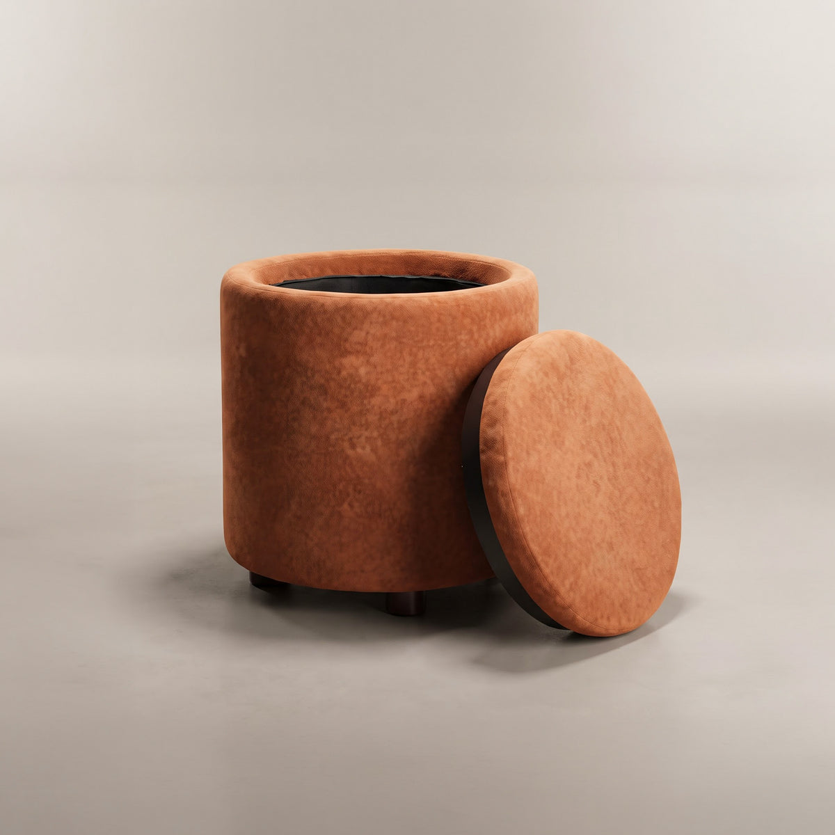 Nora Orange Ottoman Stool with Storage