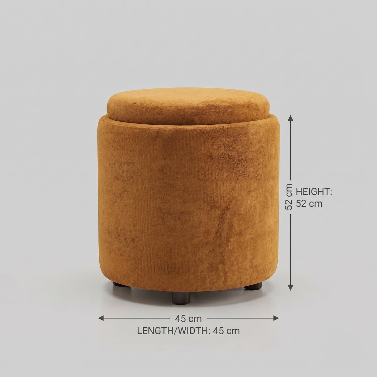 Nora Orange Ottoman Stool with Storage