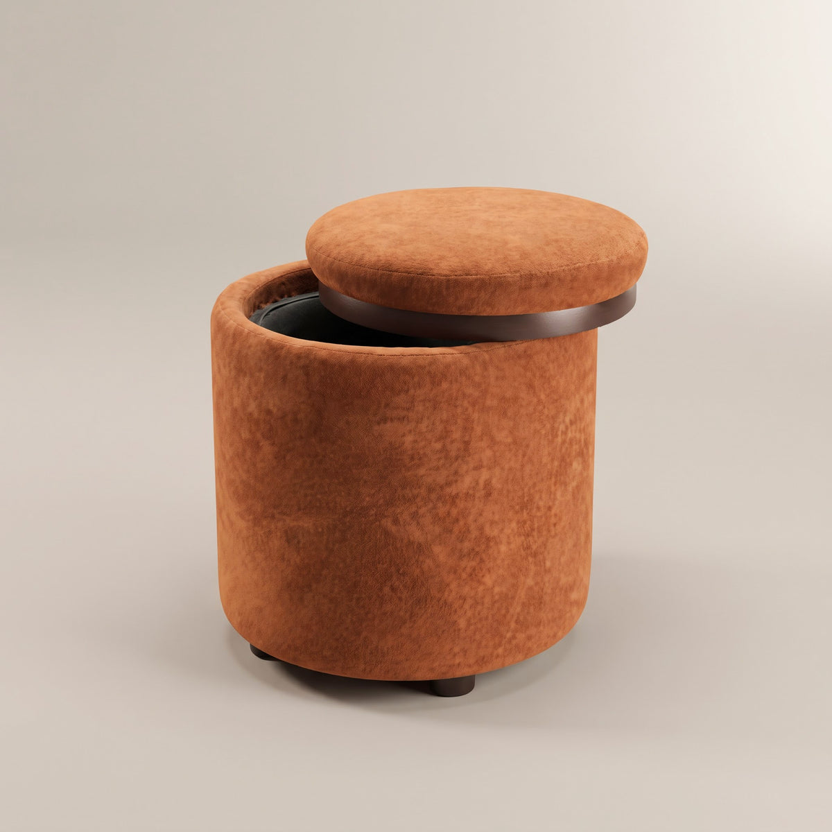 Nora Orange Ottoman Stool with Storage