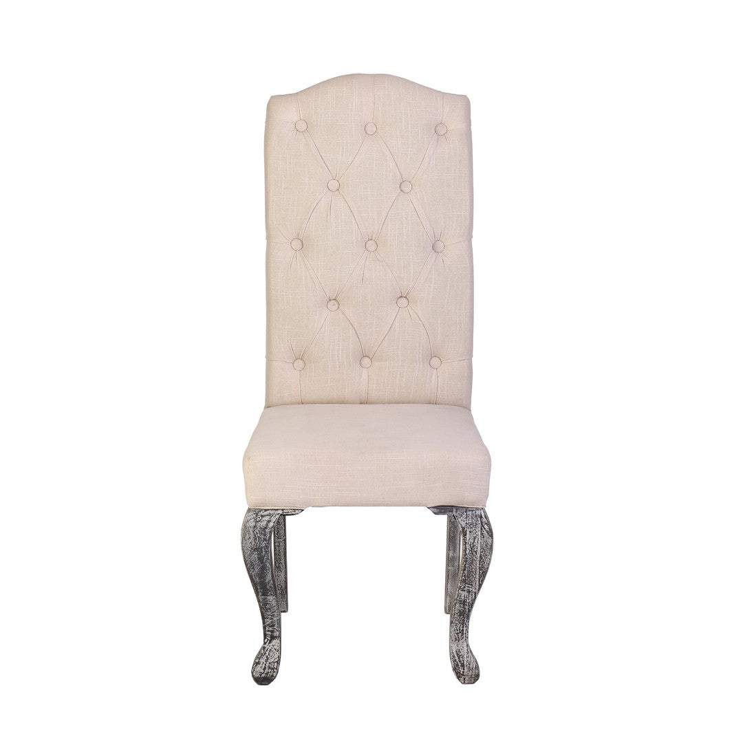Beige Dining Chair with Silver Legs By Stories