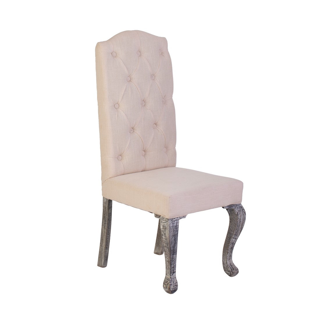 Beige Dining Chair with Silver Legs By Stories