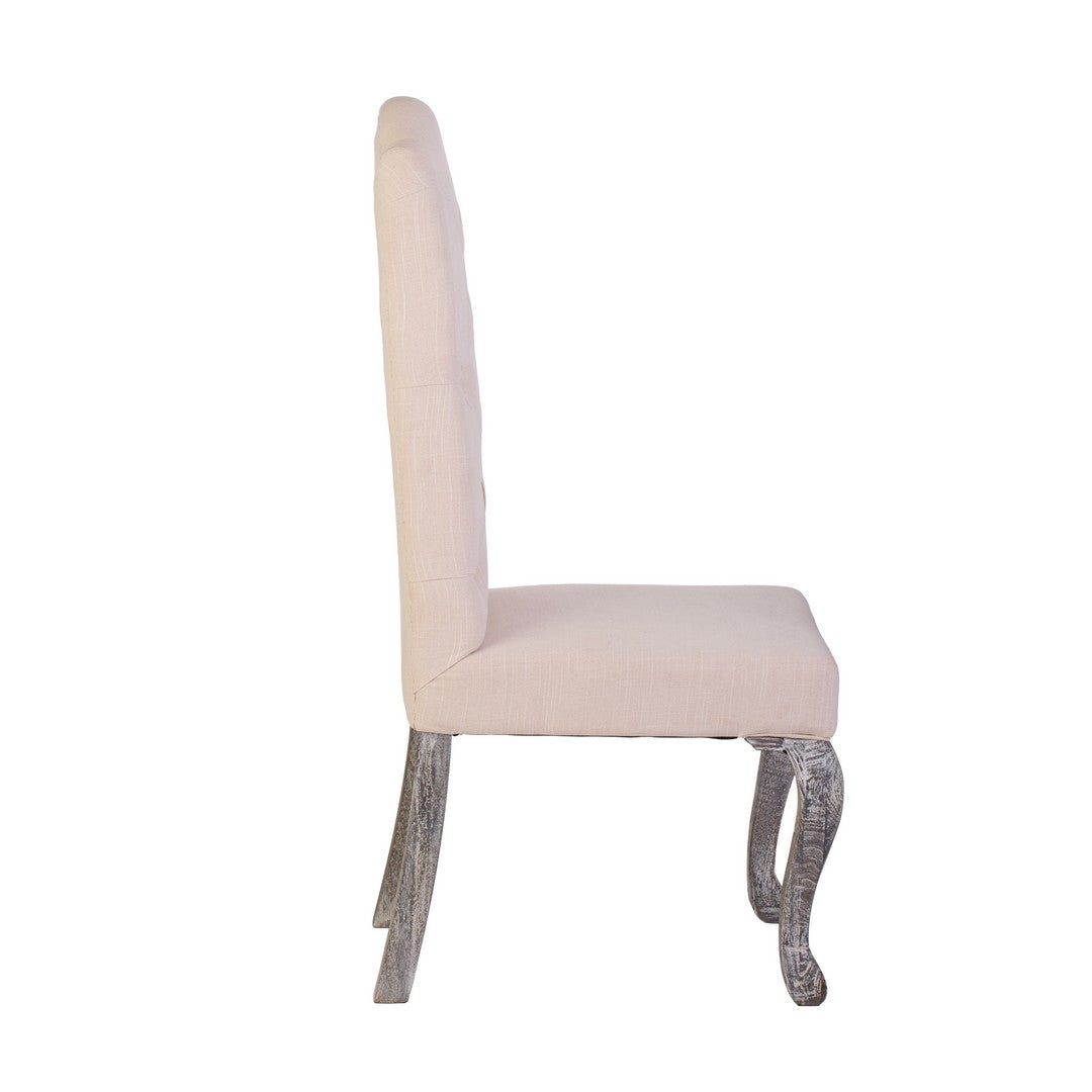 Beige Dining Chair with Silver Legs By Stories