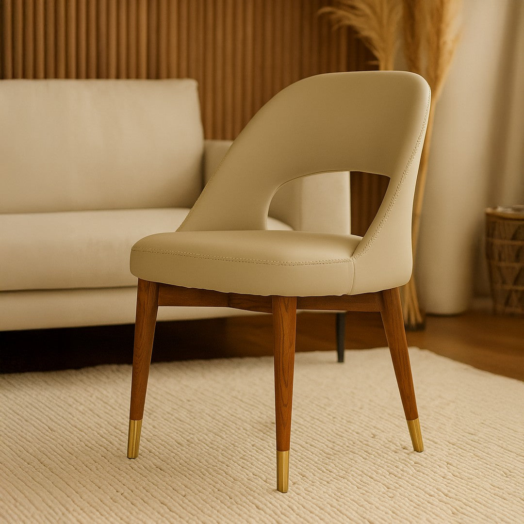 Dining Chair Micro Fibre With Wooden Base By Stories