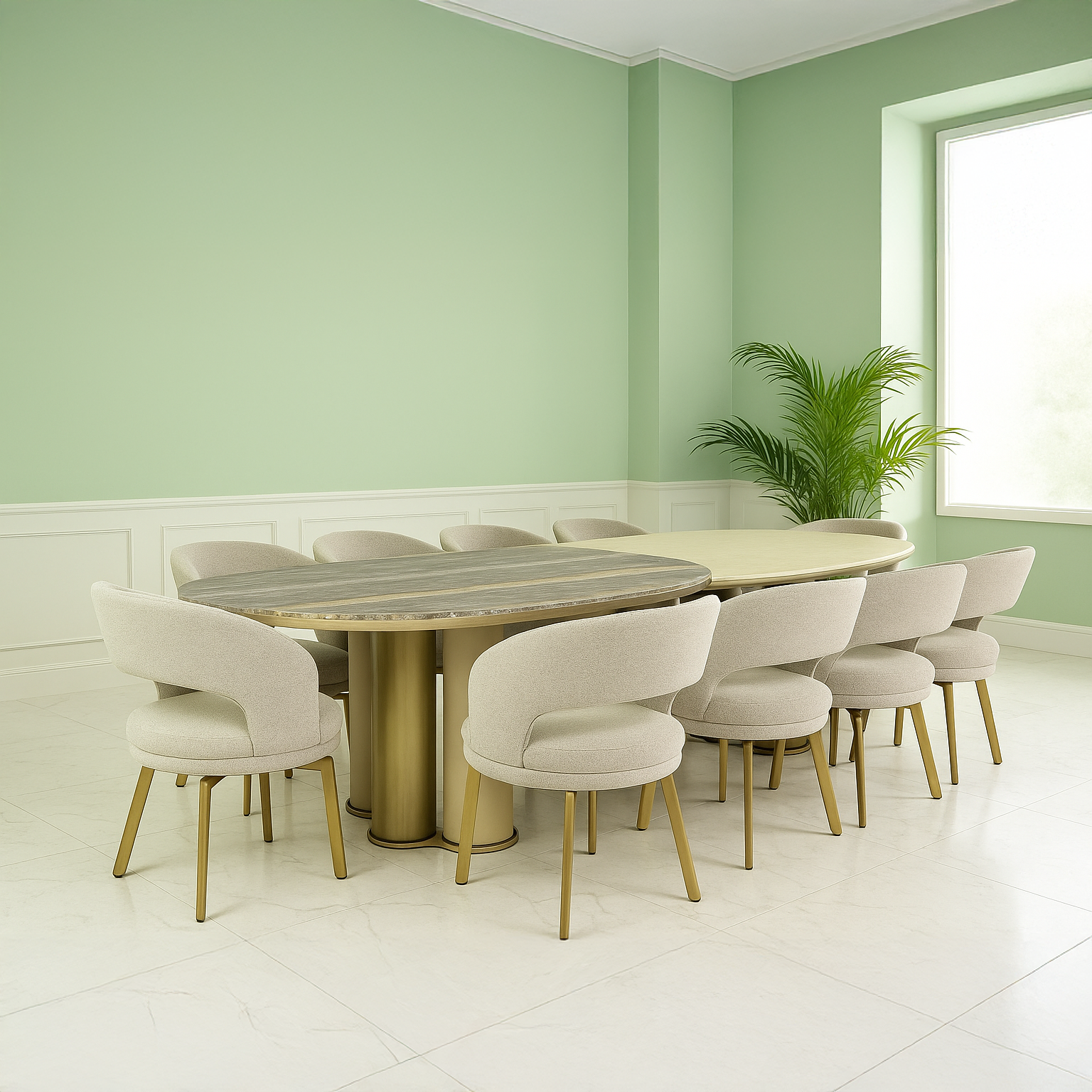 Fossey 10 Seater Dining Table Elegant Matt Apricot Tone By Stories