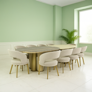 Fossey 10 Seater Dining Table Elegant Matt Apricot Tone By Stories