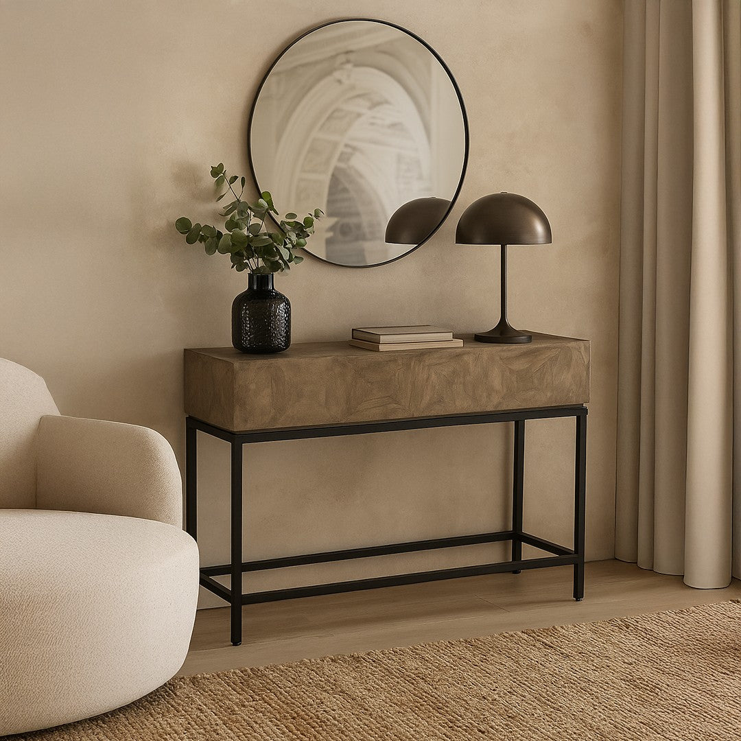 Mango Wood Console with Iron base By Stories