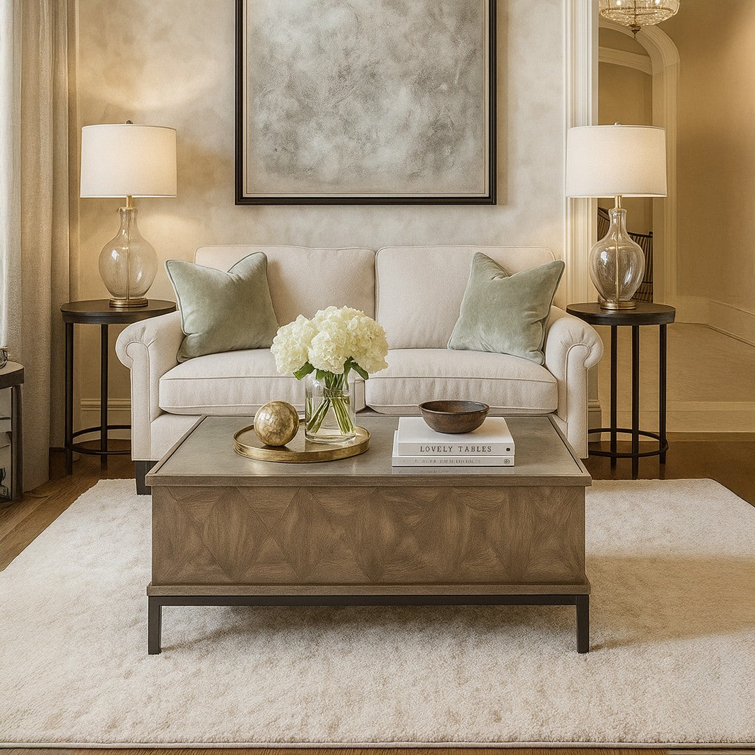 Mango Wood Coffee Table W/ Glass Top By Stories