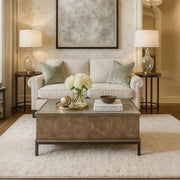 Mango Wood Coffee Table W/ Glass Top By Stories