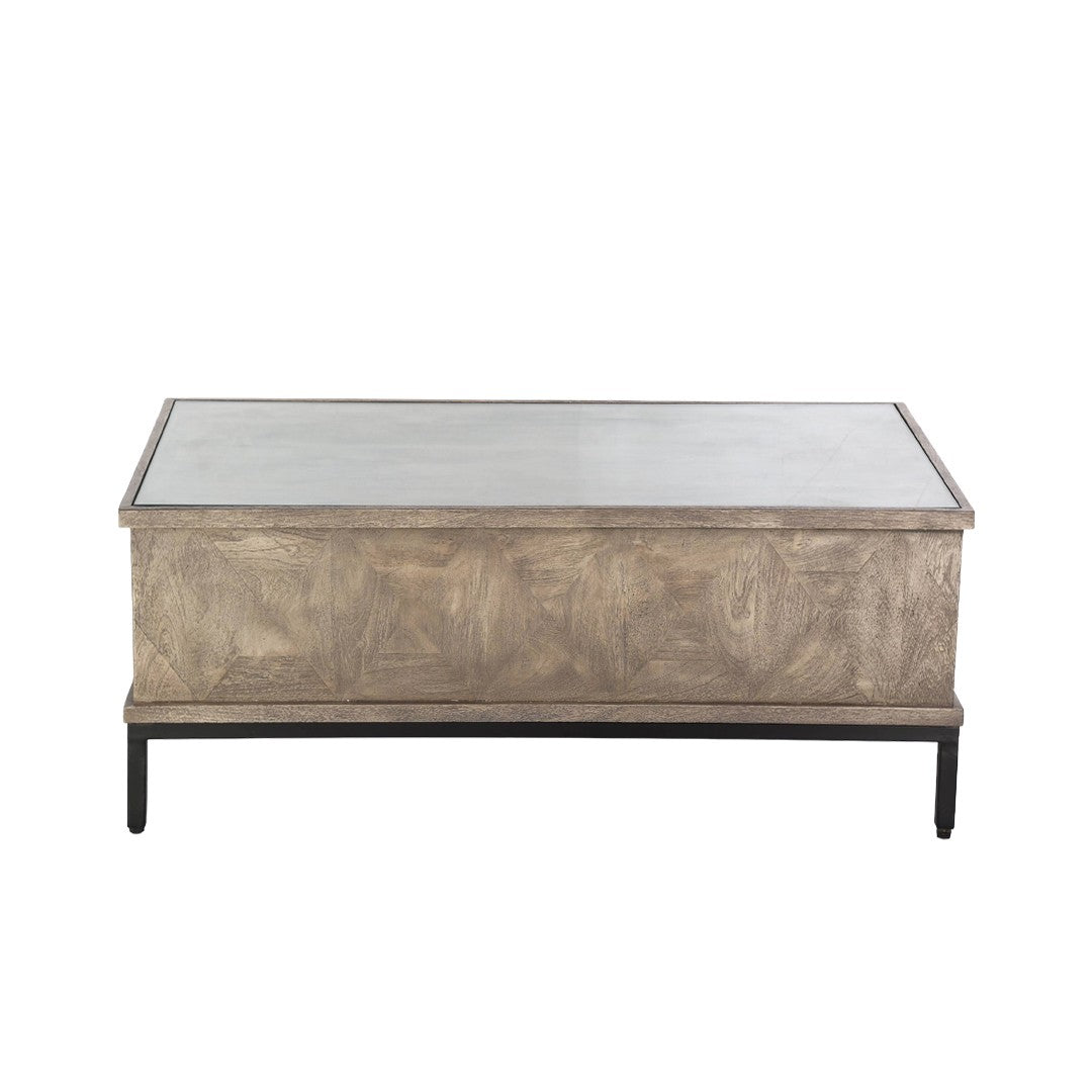 Mango Wood Coffee Table W/ Glass Top By Stories