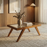 Chocolate Coffee table with Glass Top By Stories