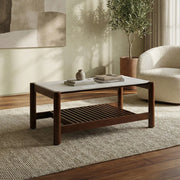 White chocolate Coffee Table with Tiles Top [Wooden] By Stories