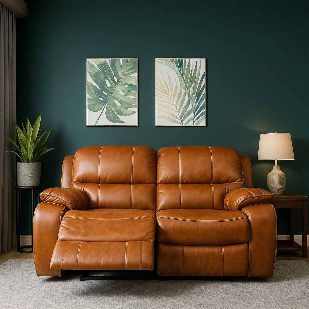 Alicia Manual 2 seater Vintage505/Leather Sofa By Stories