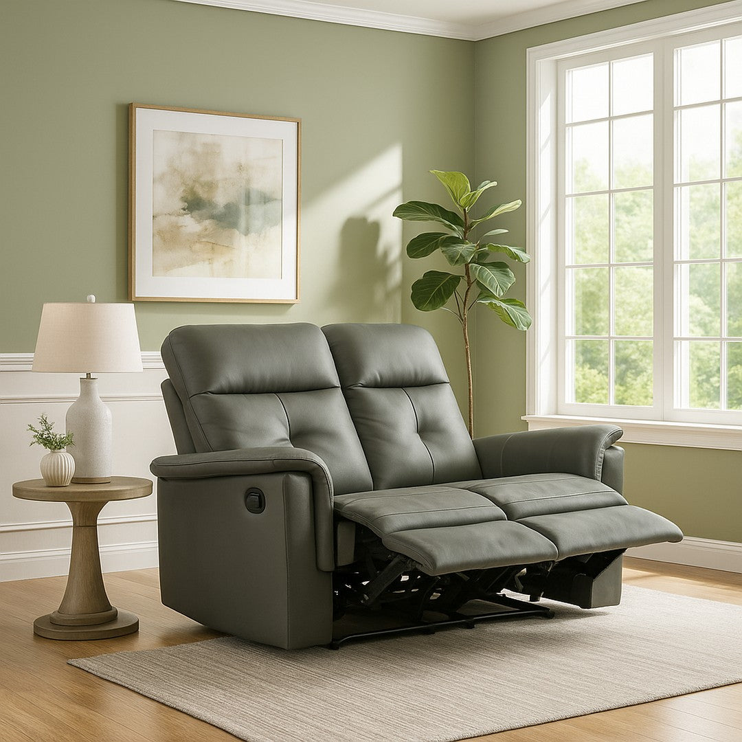 Dark Grey Manual 2 Seater Recliner Sofa By Stories