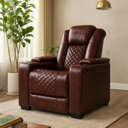 Motorized 1 Seater Recliner Leather Sofa With Holder By Stories