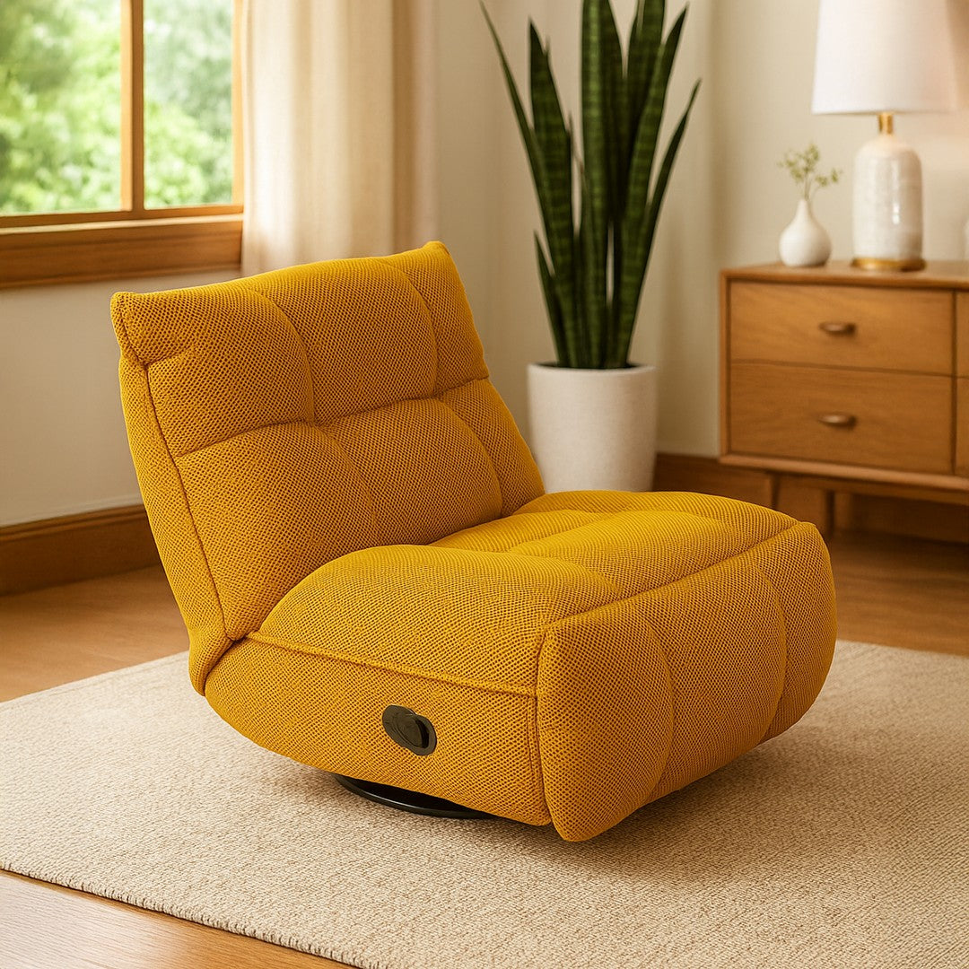 Karl Manual 1 Seater Yellow Swivel Glider Recliner