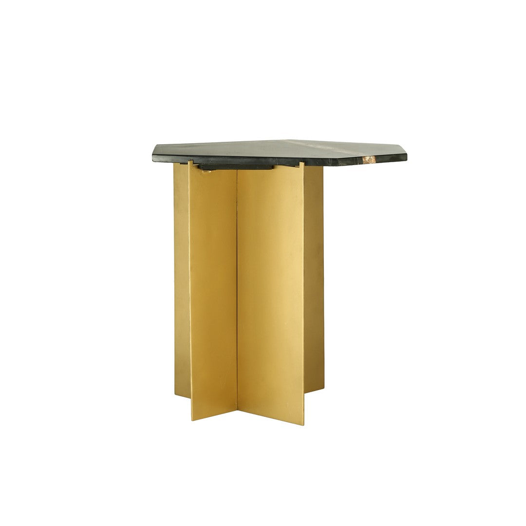 Iron Side Table with Marble Top By Stories