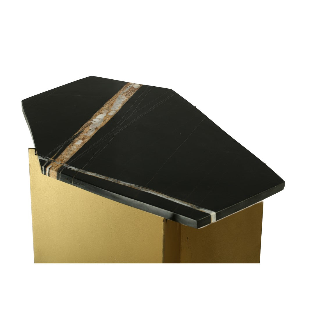 Iron Side Table with Marble Top By Stories