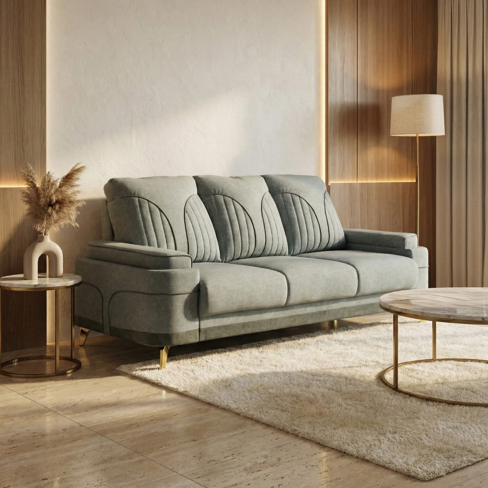 Grey Milan 3 Seater sofa [Backrest: Fabric] By Stories