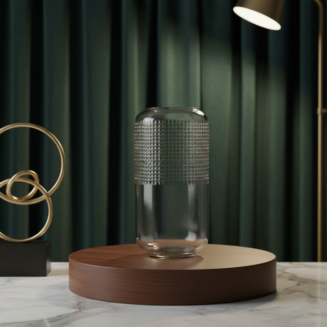 Large Vase Infinity Jackfruit Cut Clear By Stories