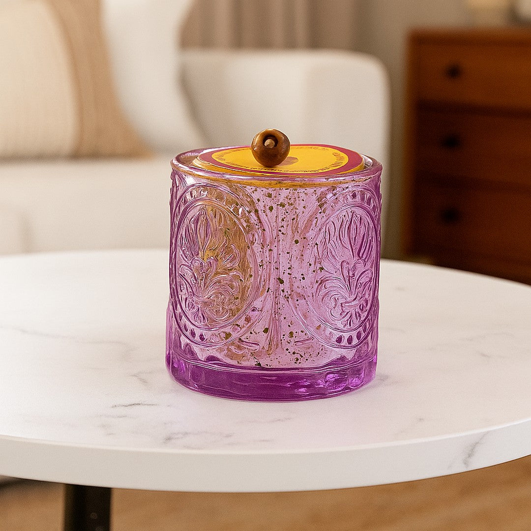 Purple Glass Candle Holder By Stories