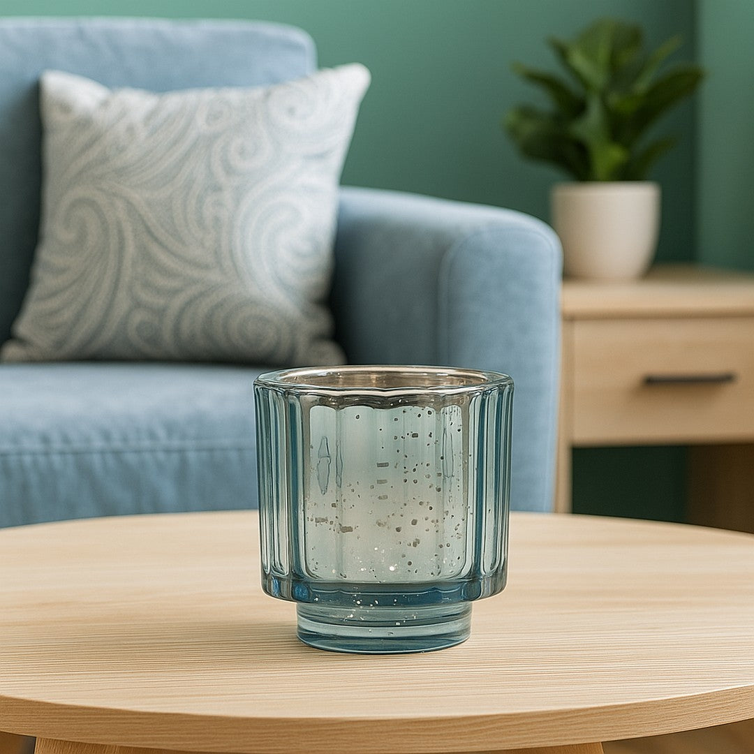 Blue Glass Candle Holder By Stories
