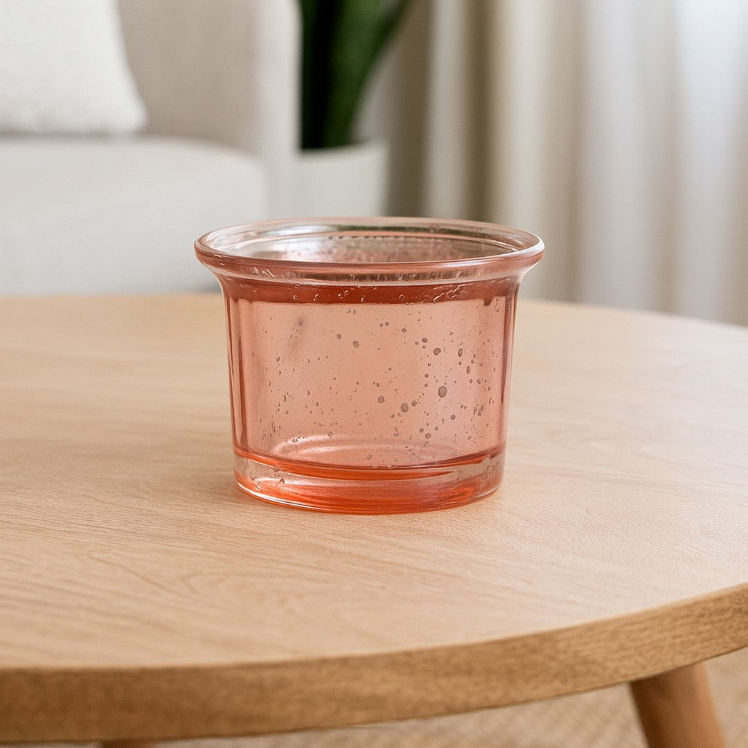 Red Glass Candle Holder By Stories