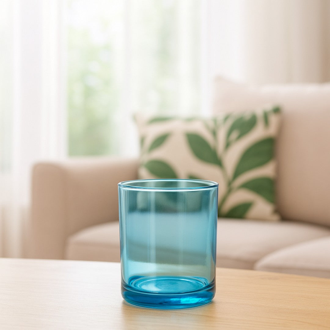 Blue Glass Candle Holder By Stories