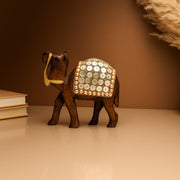 Wooden Camel W/Golden Spiral Work By Stories