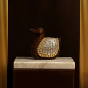 Wooden Duck W/Golden Spirla Work By Stories