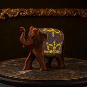 Wooden Elephant W/Multi Color Beads W/Flower Work By Stories