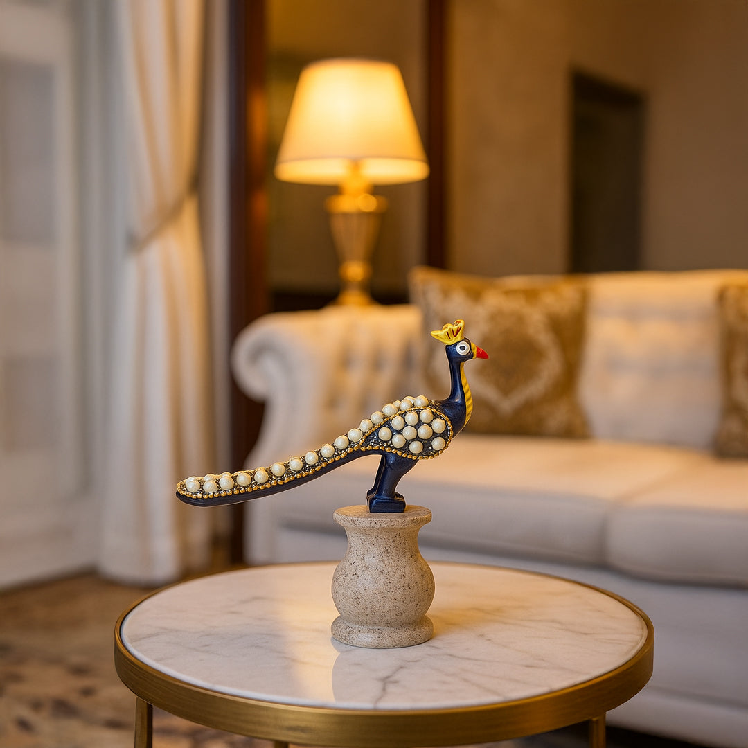 Resin Peacock Walking With Pearl By Stories