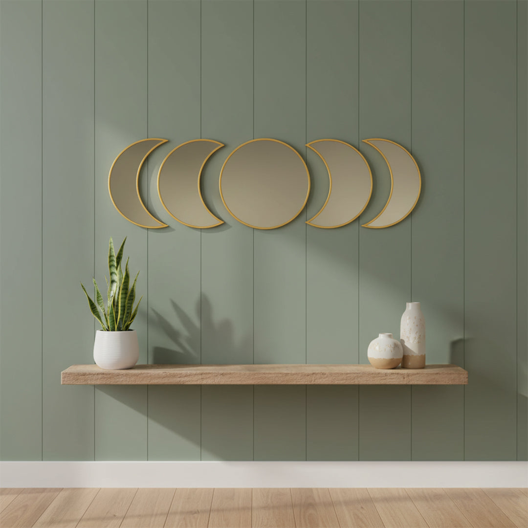 Moon and Round Shaped Mirror Set of 5 By Stories
