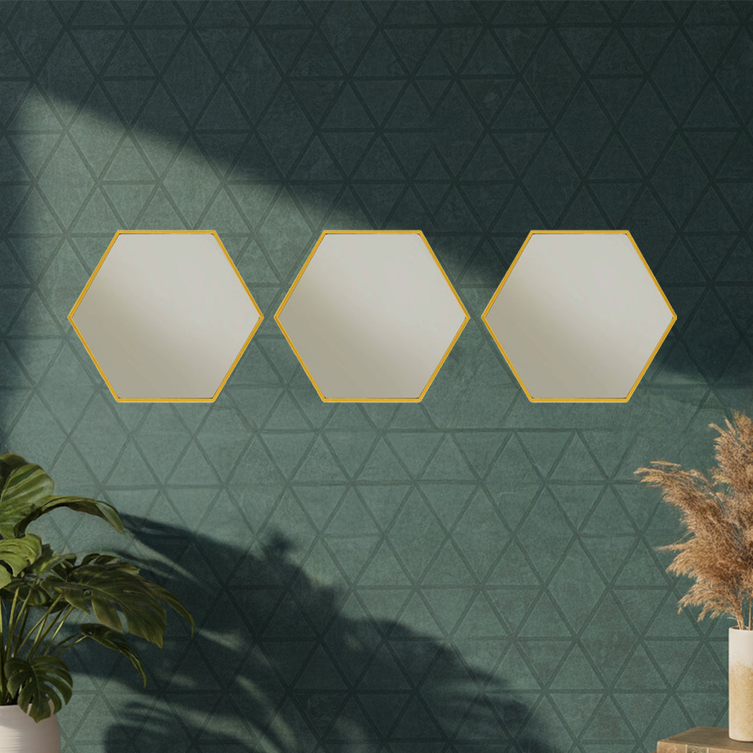 Hexagon-shaped Mirror Set of 3 By Stories