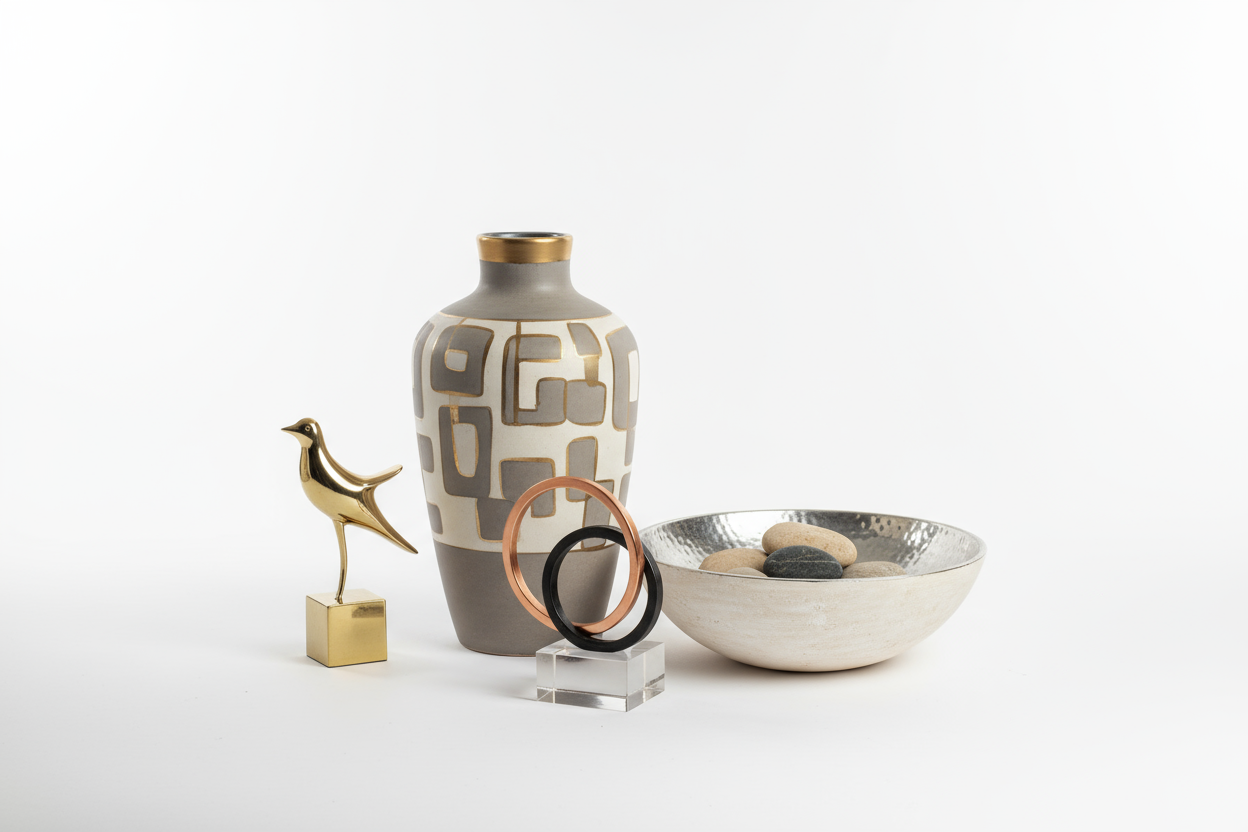 generate some showpieces with plain white background