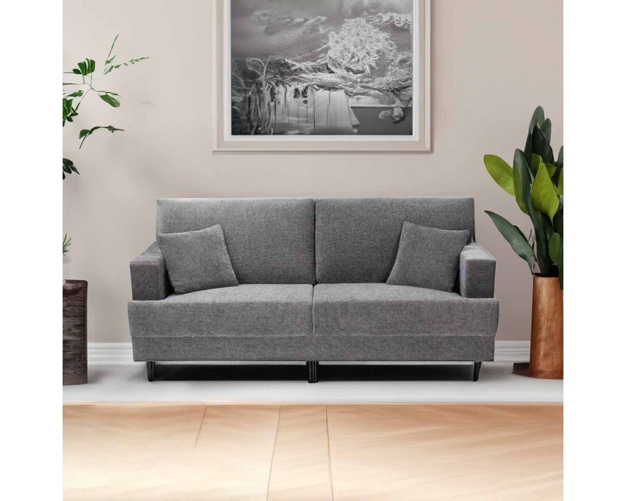 Candy 3 Seater Fabric Sofa In Grey